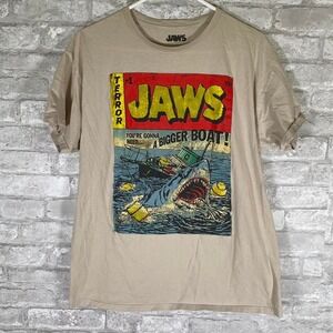 Jaws tan cotton t-shirt size large